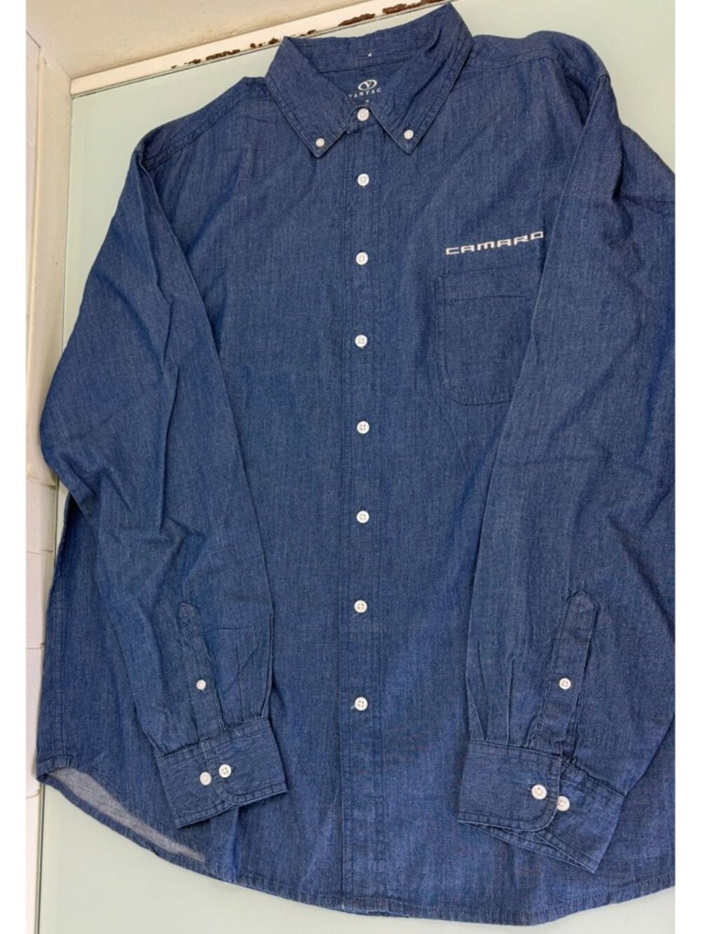 Chevy Camaro Denim Chambray Shirt Men's XXL 2XL Button Up Long Sleeve Jay Leno